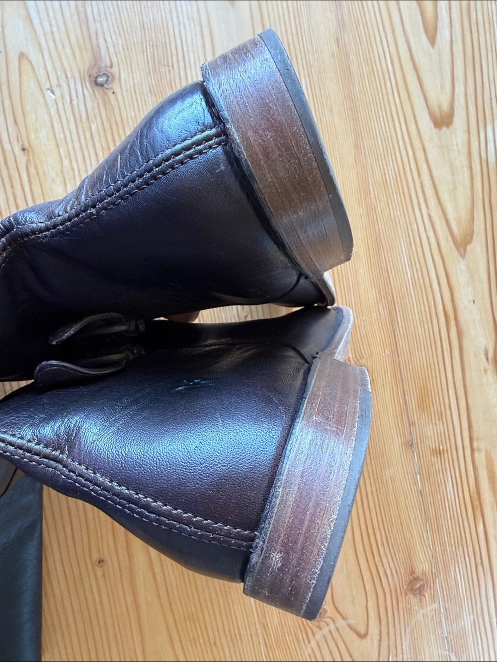 Frye Dark Brown Leather Over-the-Knee Buckle Boots